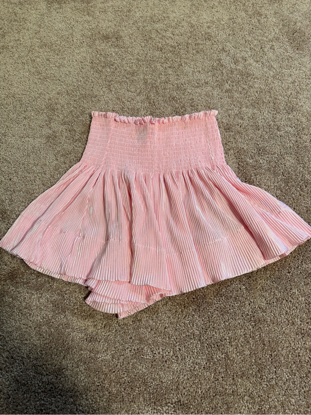 QUEEN OF SPARKLES Blush Pink Pleated Smocked Mini shorts/Skirt